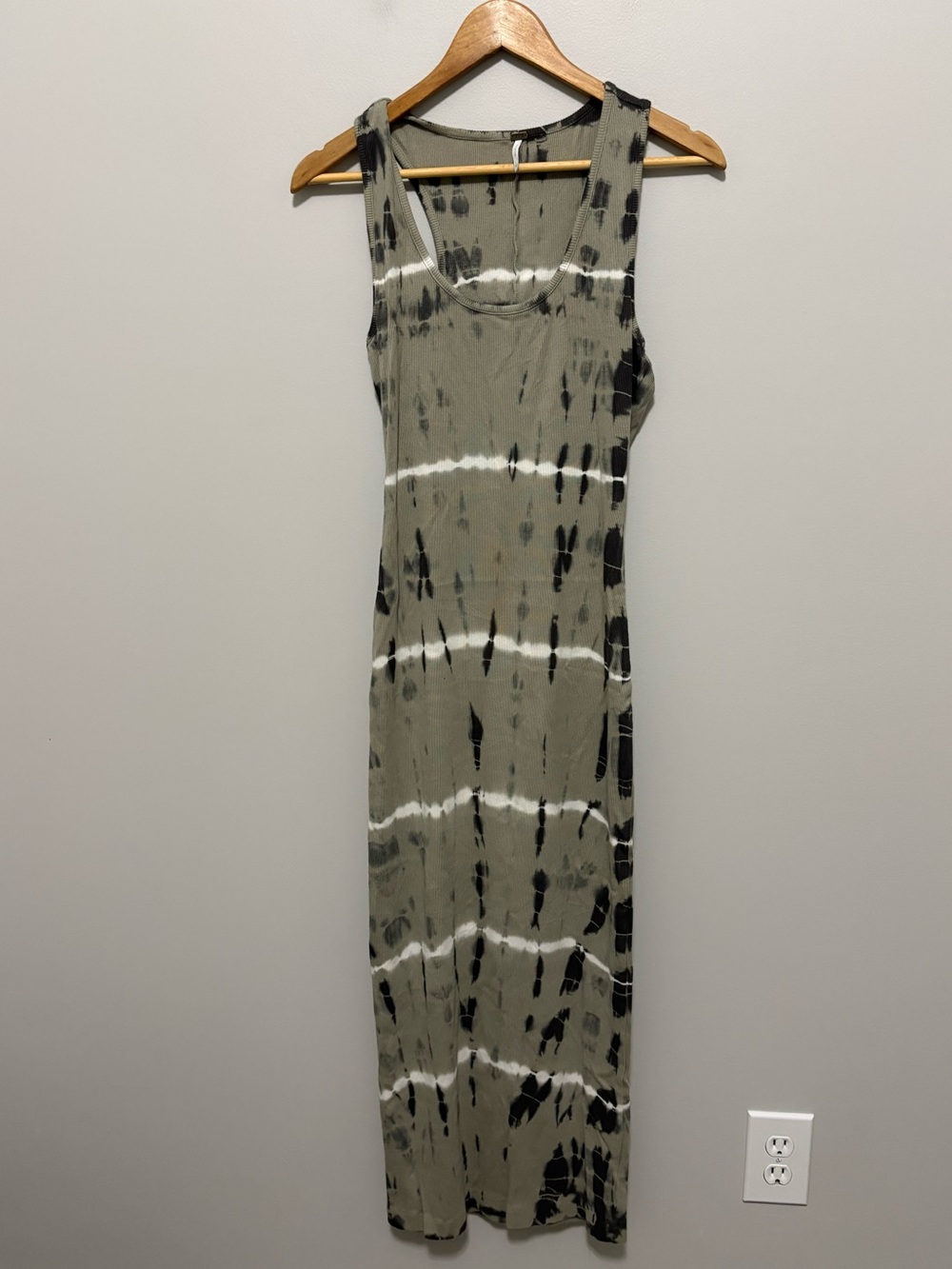 YFB Olive Boho Festival Tie Dye Ribbed Maxi Dress